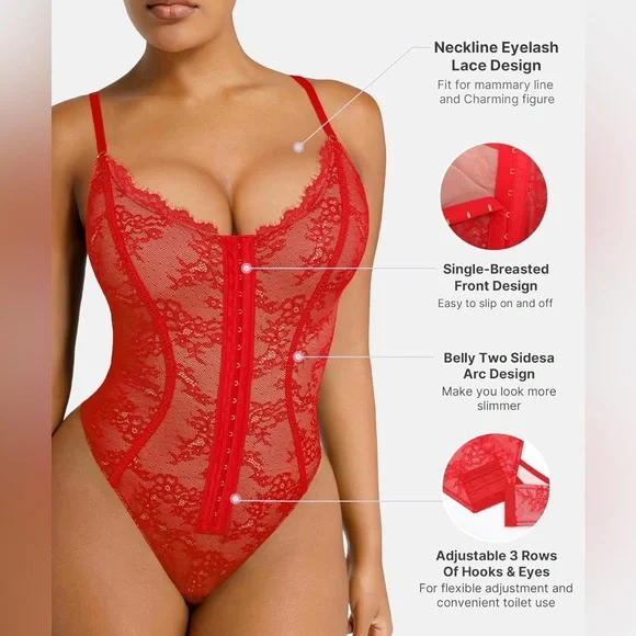 NWT SHAPELLX Lace Bodysuit Tummy Control Shapewear Backless Body Suits Thongs - Picture 3 of 9